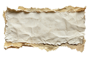 Vintage torn paper with rough, crumpled edges against a transparent background, perfect for design projects or creative textures. png