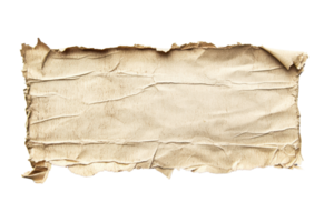 Vintage parchment with textured surface and ragged edges, ideal for artistic backgrounds, invitations, and historical presentations. png