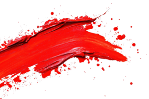 Vibrant red paint stroke on a transparent background, showcasing texture and dynamic movement for artistic and creative projects. png