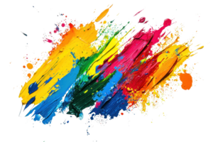 Vibrant splash of colorful paint on a transparent background. showcasing a dynamic blend of vivid hues and artistic expression. png