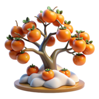 3D Tree Full of Ripe Persimmons png