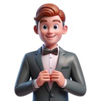 man dressed formally with bow tie png