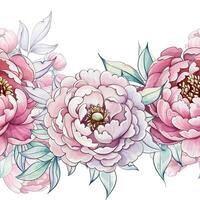 A stunning array of watercolor peonies displays a blend of soft pinks and whites, celebrating the beauty of spring and natures elegance. vector
