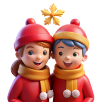 cheerful pair enjoying snowy weather png