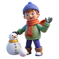3D icon of a boy playing in the snow png