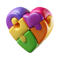 Multicolored Puzzle Heart Symbolizing Unity png