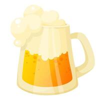 Beer glass goblet, beer in mug with handle, beer foam and bubbles, alcoholic drink. Design for banners, posters, greeting cards for oktoberfest, for bars and pubs and breweries, st. patrick's day. vector