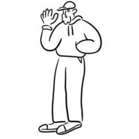 men in cap in doodle style vector