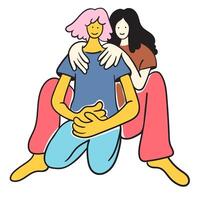 couple in hand drawn style in color vector