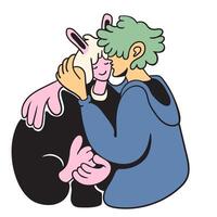 romantic couple in hand drawn style in color vector