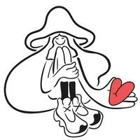girl hold a heart in her hand in doodle style vector