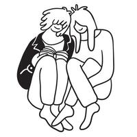 couple read together in hand drawn style vector