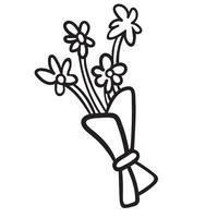 bouquet with flowers in doodle style vector