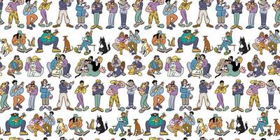 seamless pattern with people vector