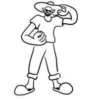 character standing in hat in doodle style vector