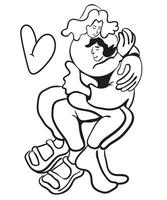 couple hug each other in doodle style vector