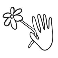 hand with flower in doodle style vector