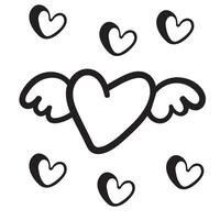 heart with wings in hand drawn style vector