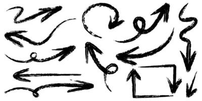 Set of Hand drawn arrows icon doodle on white background. vector