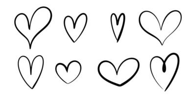Doodle sketch style of hearts illustration on white background for concept design. vector