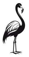 Flamingo exotic bird, black and white, isolated for logo, symbol or emblem. Can be used as emblem or mascot for sports or other products vector