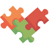 A puzzle piece in the shape of a heart illustration isolated png