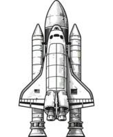 Futuristic spaceship taking off into space adventure isolated png
