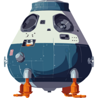 Modern spaceship on blue nautical waves isolated png
