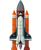 Futuristic spaceship taking off into the galaxy isolated png