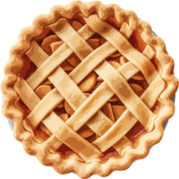 Freshly baked apple pie with lattice crust isolated png