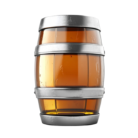 Glass of Beer with a Metal Barrel Positioned on Top png