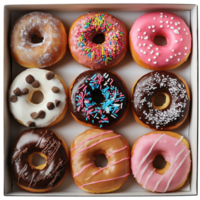 Assorted Doughnuts with Colorful Toppings png