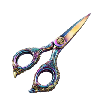 elegante multicolore forbici con fantasia maniglia png