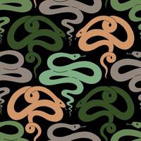 Snake animal seamless pattern. Contrast ornament with snakes in vintage style vector