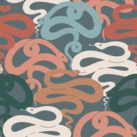 Snake animal seamless pattern. Colored ornament with snakes in vintage style vector