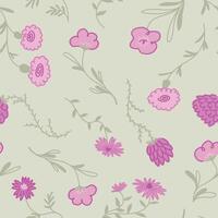 Abstract pink flowers seamless pattern. Simple botanical ornament. vector