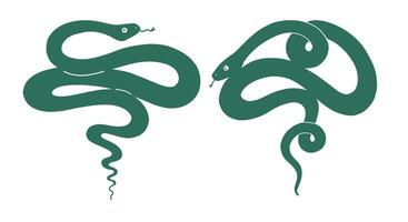 Snakes silhouette illustration. Flat clip arts of snakes isolated on white background. Simple decorative images of reptile. vector