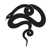 Snake silhouette illustration. Simple clip art of snake isolated on white background. Simple decorative image of reptile. vector