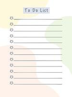 decorative and cute to do list template for bullet journal, digital planner, and print. printable checklist planner. vector
