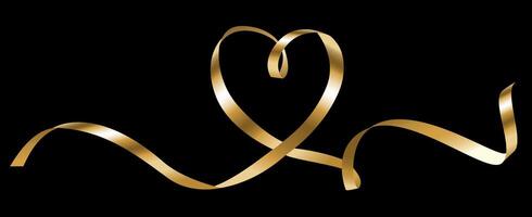 Happy Valentines Day Greeting Design with Golden Heart Ribbon Shape. Love Label Template. vector