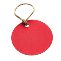 Red Round Tag String on transparent background. png