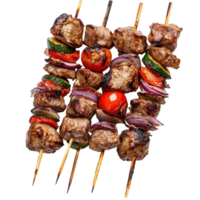 Grilled Skewers Food on transparent background. png