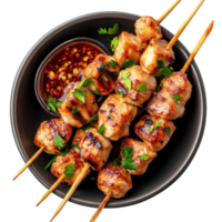Thai Chicken Skewers on transparent background. png