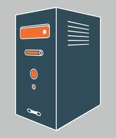 blue computer system unit icon on white background vector