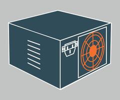 blue computer power supply icon on white background vector