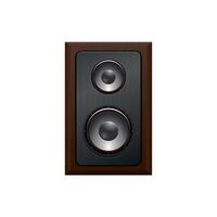 Music speaker with two speakers in a wooden case on a white background vector