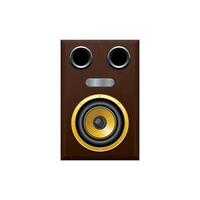 music speaker with three speakers in a wooden case on a white background vector