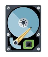 colored icon of computer hard drive in section on white background vector