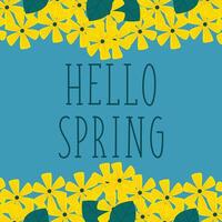 Hello spring greeting card illustration with flower vector
