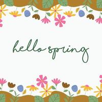 Welcome spring greeting card illustration template vector